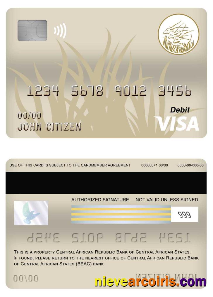 Central African Republic Bank of Central African States (BEAC) bank visa debit card